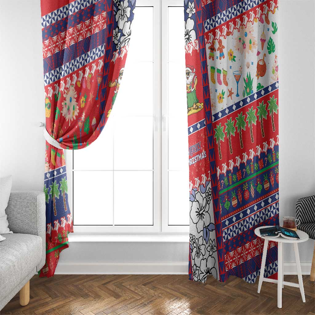 Wallis And Futuna Christmas Window Curtain Festive Beach Vibes LT05 - Polynesian Pride