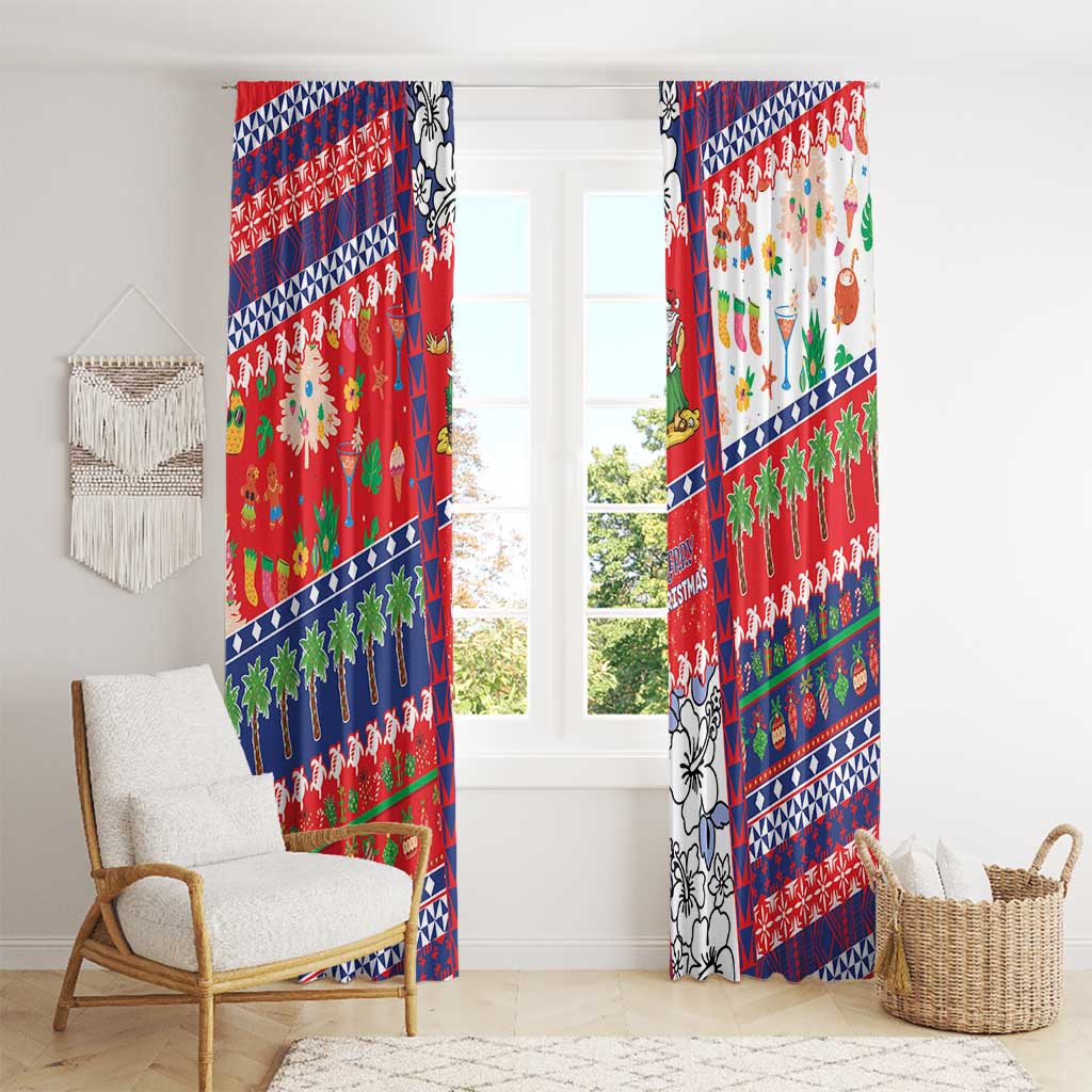 Wallis And Futuna Christmas Window Curtain Festive Beach Vibes LT05 - Polynesian Pride