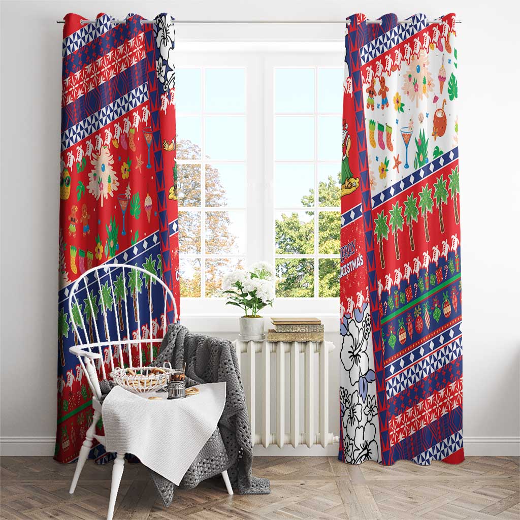 Wallis And Futuna Christmas Window Curtain Festive Beach Vibes LT05 - Polynesian Pride