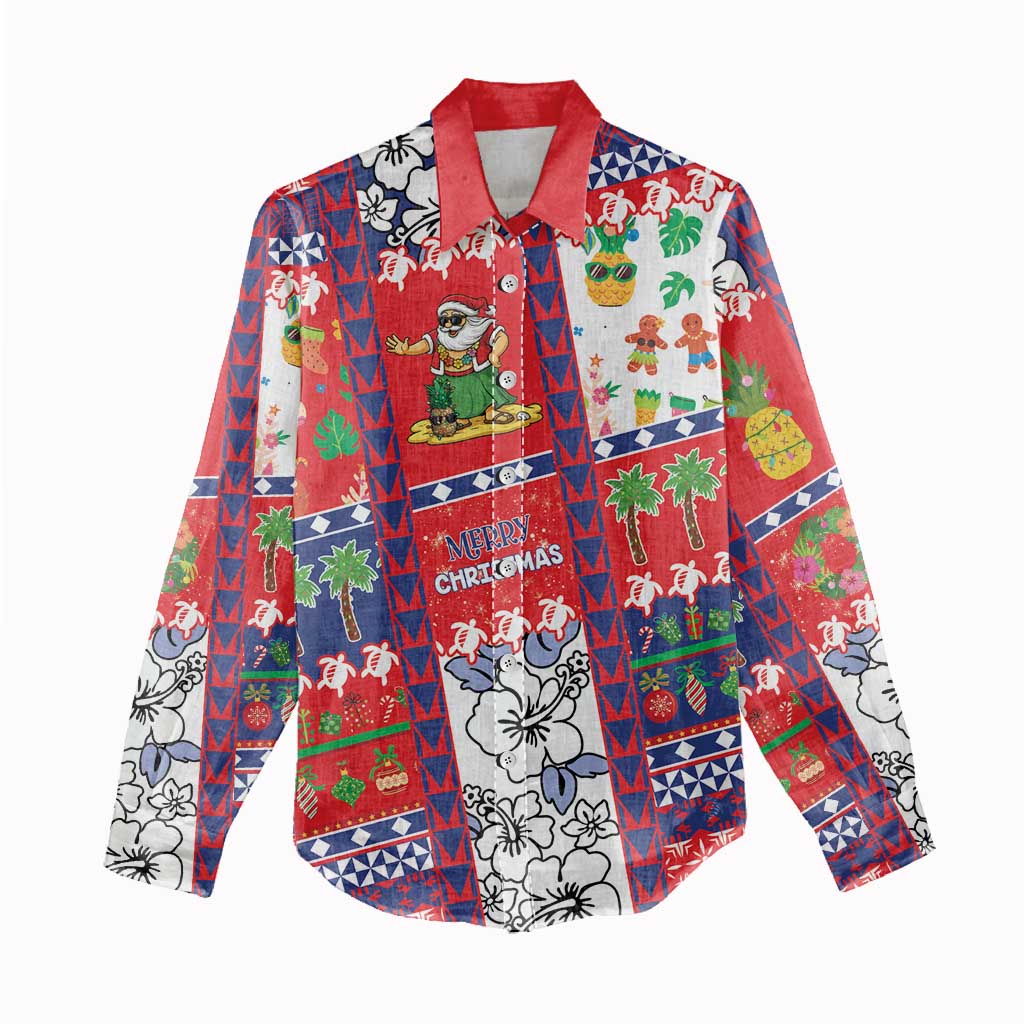 Wallis And Futuna Christmas Women Casual Shirt Festive Beach Vibes - Polynesian Pride