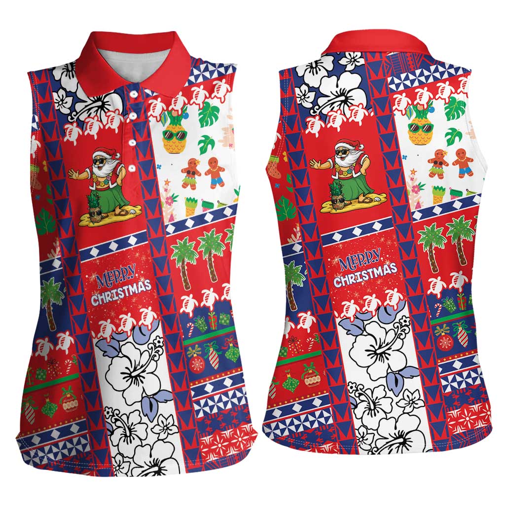 Wallis And Futuna Christmas Women Sleeveless Polo Shirt Festive Beach Vibes LT05 - Polynesian Pride