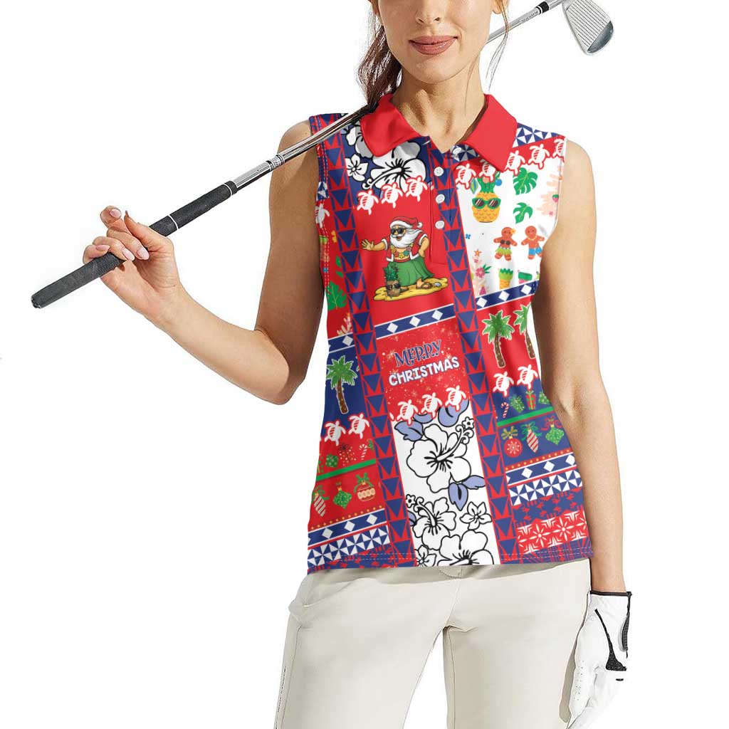 Wallis And Futuna Christmas Women Sleeveless Polo Shirt Festive Beach Vibes LT05 - Polynesian Pride