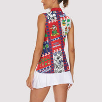 Wallis And Futuna Christmas Women Sleeveless Polo Shirt Festive Beach Vibes LT05 - Polynesian Pride