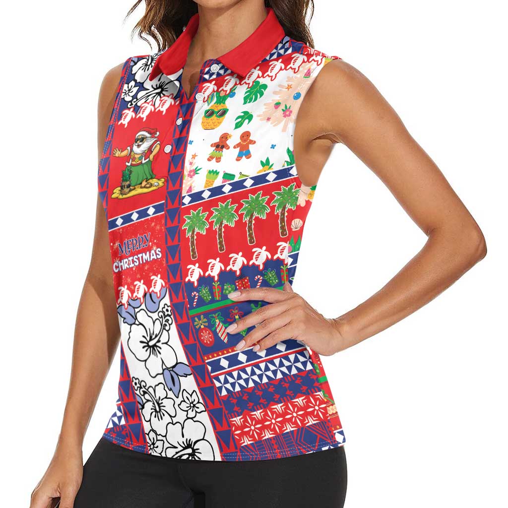 Wallis And Futuna Christmas Women Sleeveless Polo Shirt Festive Beach Vibes LT05 - Polynesian Pride