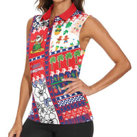 Wallis And Futuna Christmas Women Sleeveless Polo Shirt Festive Beach Vibes LT05 - Polynesian Pride