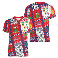Wallis And Futuna Christmas Women V-Neck T-Shirt Festive Beach Vibes LT05 - Polynesian Pride