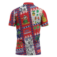 Wallis And Futuna Christmas Zipper Polo Shirt Festive Beach Vibes - Polynesian Pride