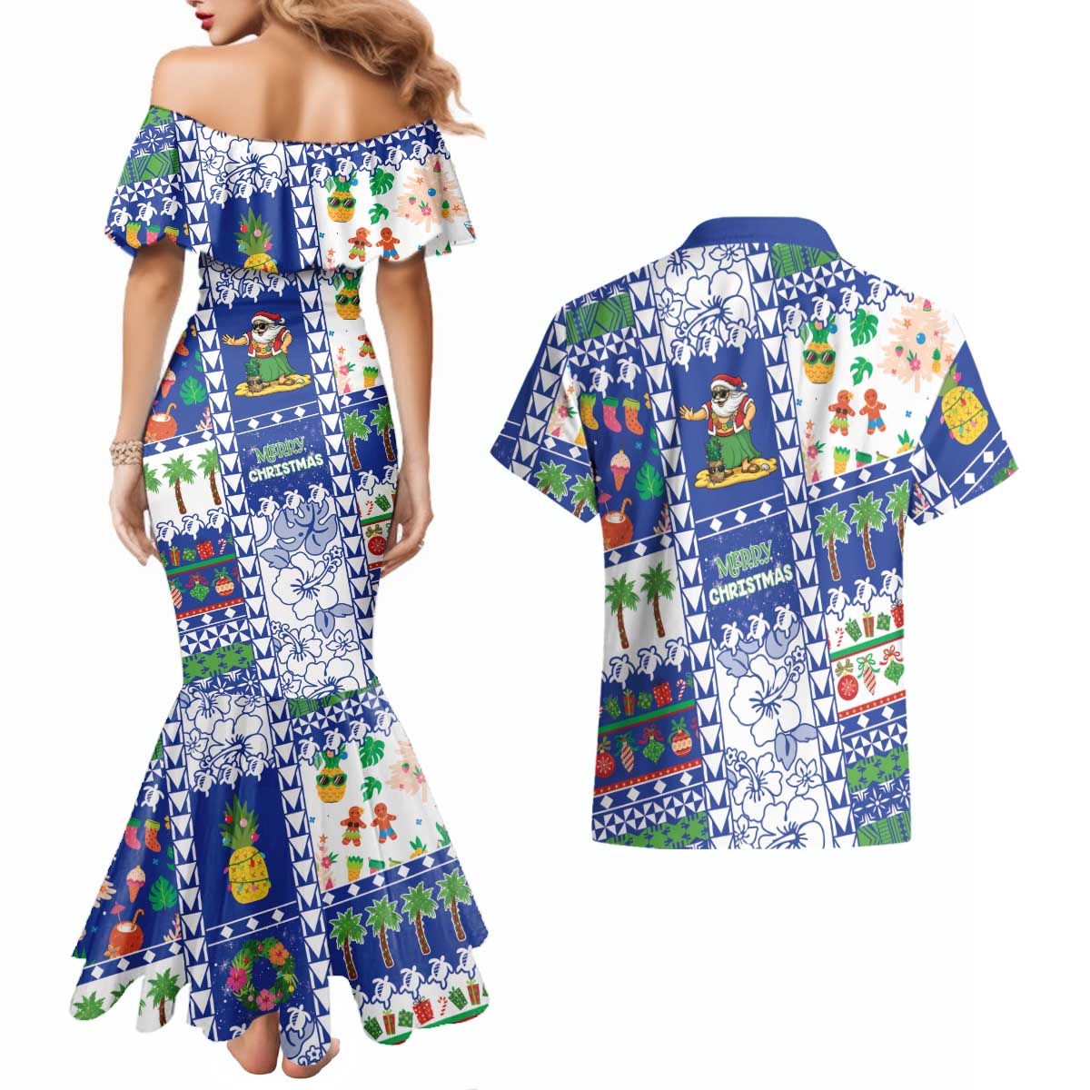 Northern Mariana Islands Christmas Couples Matching Mermaid Dress and Hawaiian Shirt Festive Beach Vibes LT05 - Polynesian Pride