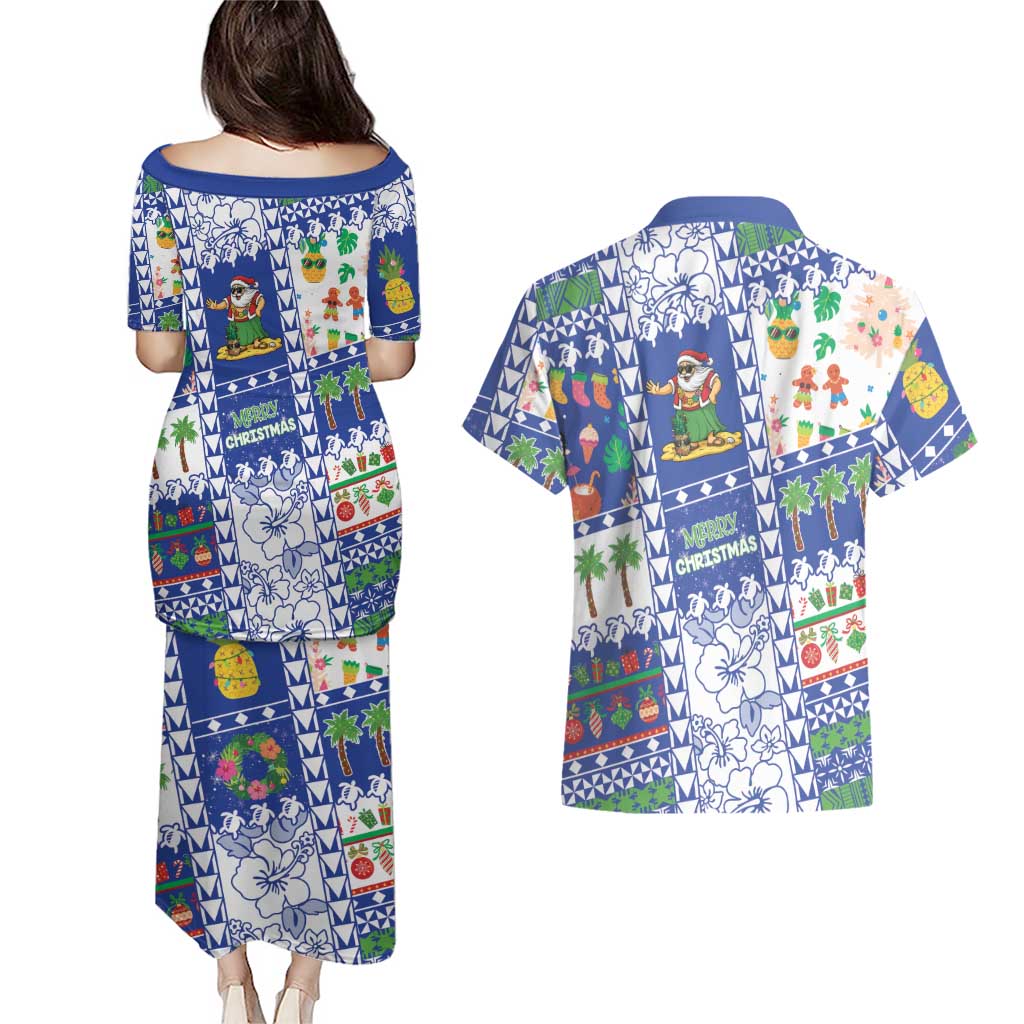 Northern Mariana Islands Christmas Couples Matching Puletasi and Hawaiian Shirt Festive Beach Vibes LT05 - Polynesian Pride