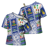 Northern Mariana Islands Christmas Cross Shoulder Shirt Festive Beach Vibes - Polynesian Pride