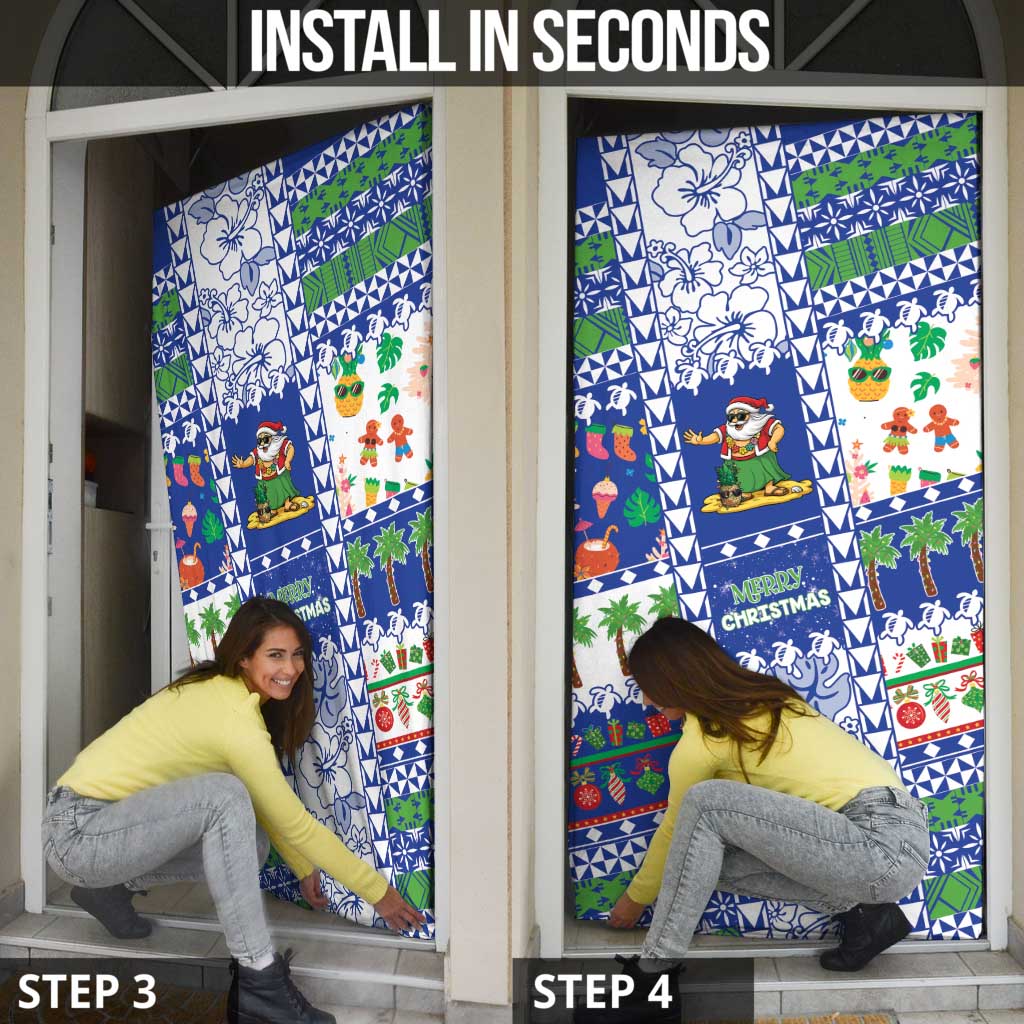 Northern Mariana Islands Christmas Door Cover Festive Beach Vibes - Polynesian Pride