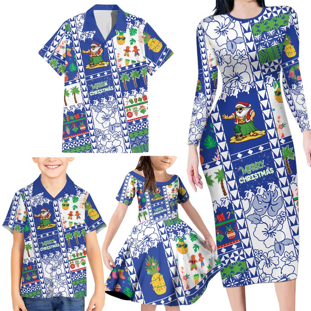 Northern Mariana Islands Christmas Family Matching Long Sleeve Bodycon Dress and Hawaiian Shirt Festive Beach Vibes LT05 - Polynesian Pride
