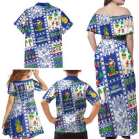 Northern Mariana Islands Christmas Family Matching Off Shoulder Maxi Dress and Hawaiian Shirt Festive Beach Vibes LT05 - Polynesian Pride