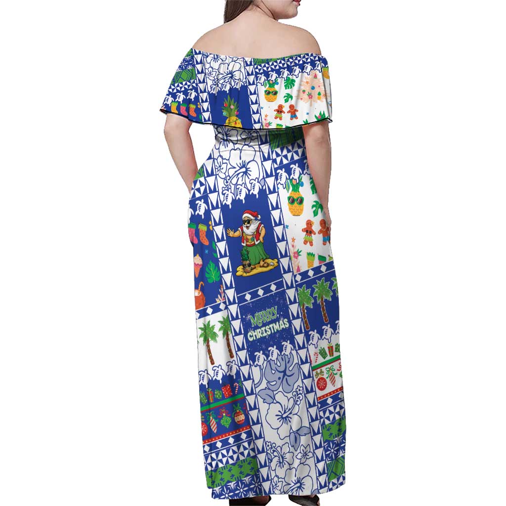 Northern Mariana Islands Christmas Family Matching Off Shoulder Maxi Dress and Hawaiian Shirt Festive Beach Vibes LT05 - Polynesian Pride