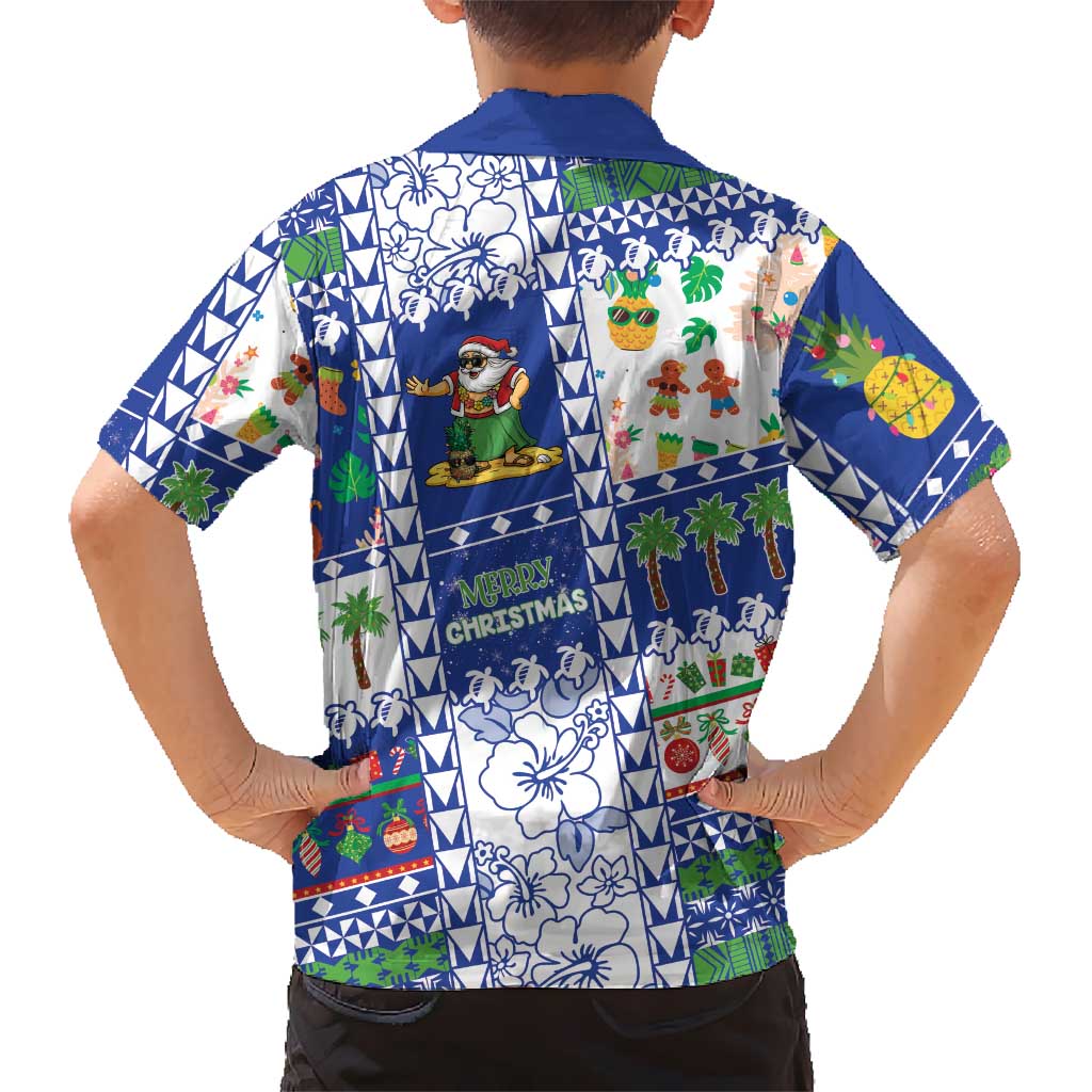 Northern Mariana Islands Christmas Family Matching Off Shoulder Short Dress and Hawaiian Shirt Festive Beach Vibes LT05 - Polynesian Pride