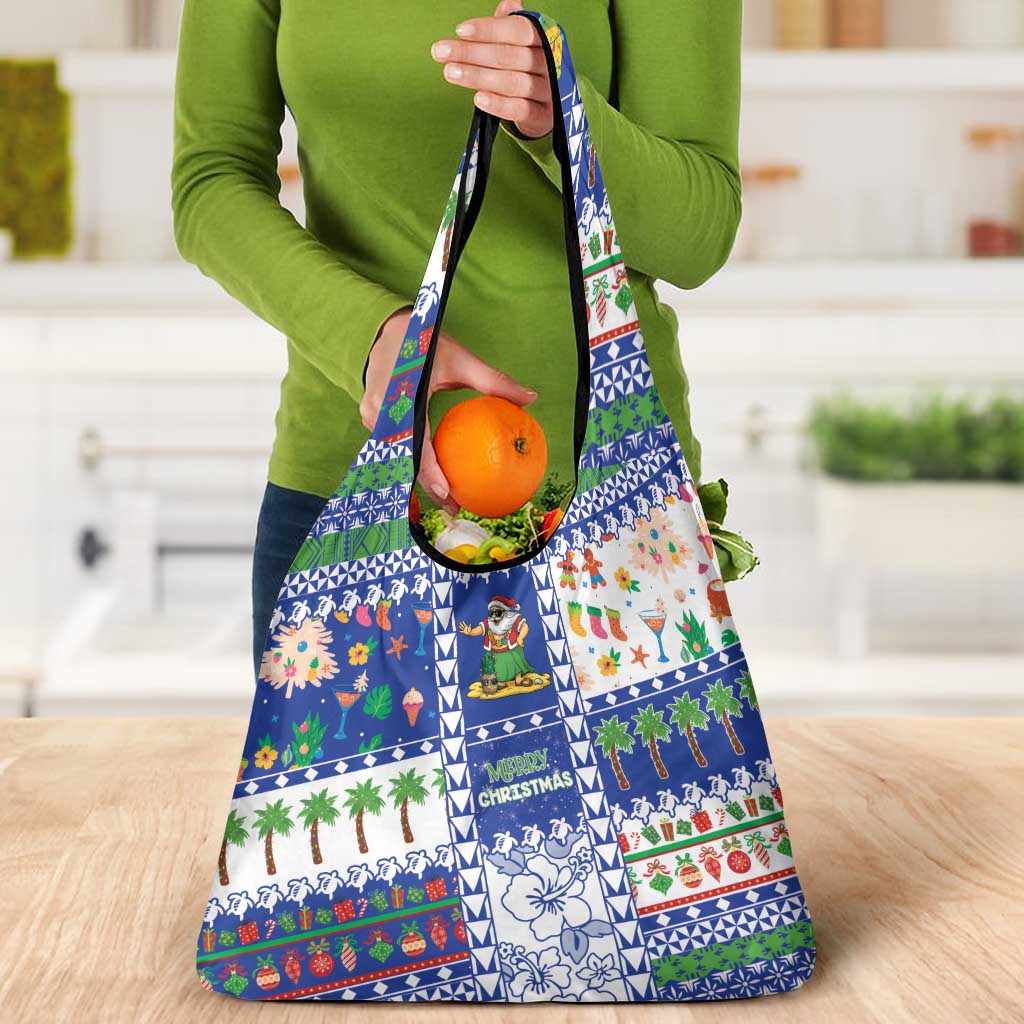 Northern Mariana Islands Christmas Grocery Bag Festive Beach Vibes - Polynesian Pride