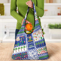 Northern Mariana Islands Christmas Grocery Bag Festive Beach Vibes - Polynesian Pride