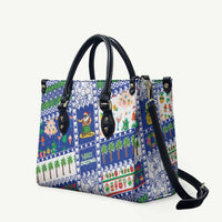 Northern Mariana Islands Christmas Leather Bag Festive Beach Vibes LT05 Blue - Polynesian Pride