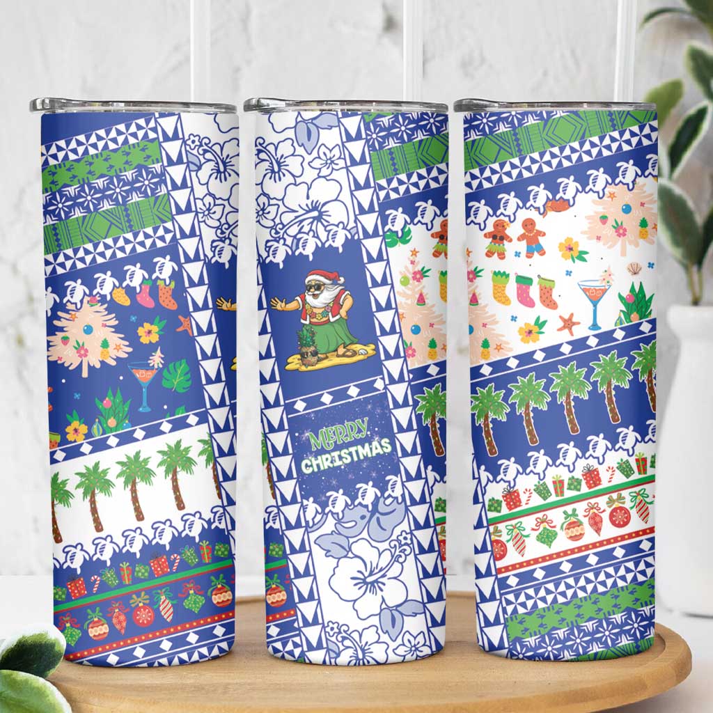 Northern Mariana Islands Christmas Skinny Tumbler Festive Beach Vibes LT05 - Polynesian Pride