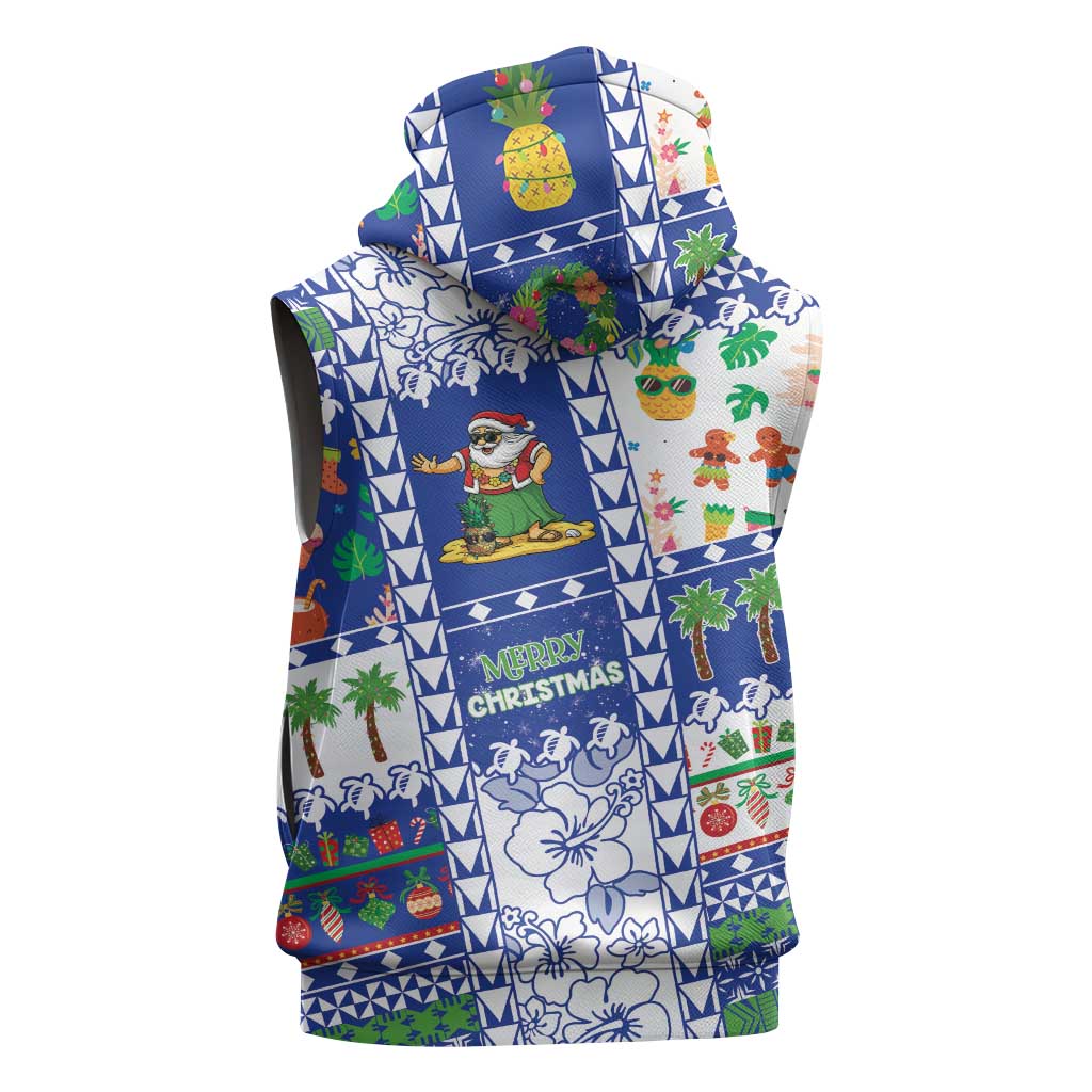 Northern Mariana Islands Christmas Sleeveless Hoodie Festive Beach Vibes - Polynesian Pride