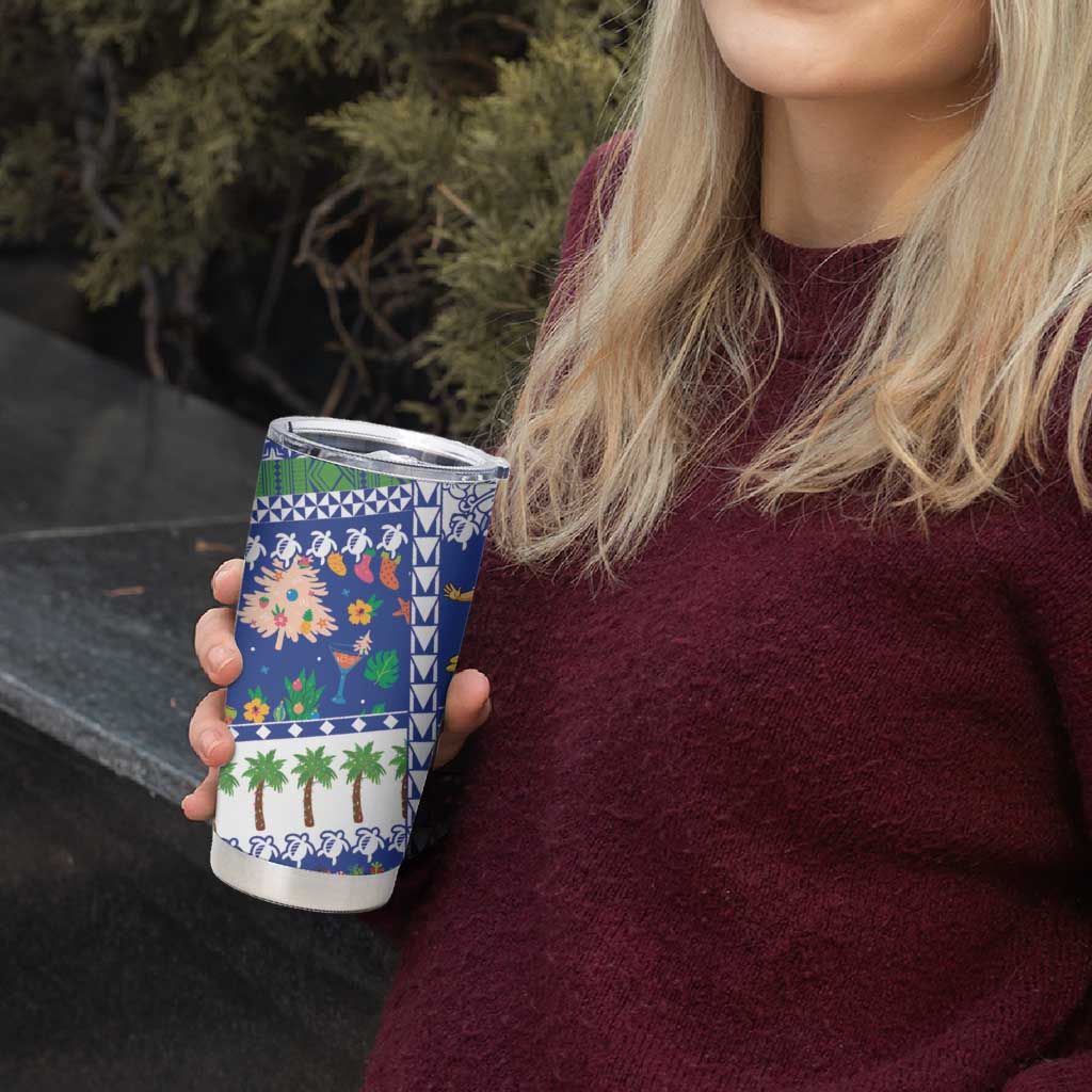 Northern Mariana Islands Christmas Tumbler Cup Festive Beach Vibes - Polynesian Pride