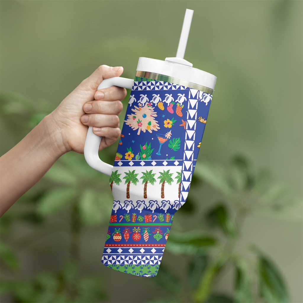 Northern Mariana Islands Christmas Tumbler With Handle Festive Beach Vibes - Polynesian Pride