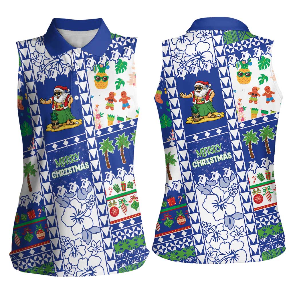 Northern Mariana Islands Christmas Women Sleeveless Polo Shirt Festive Beach Vibes LT05 - Polynesian Pride