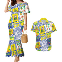 New Caledonia Christmas Couples Matching Mermaid Dress and Hawaiian Shirt Festive Beach Vibes LT05 Yellow - Polynesian Pride