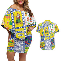 New Caledonia Christmas Couples Matching Off Shoulder Short Dress and Hawaiian Shirt Festive Beach Vibes LT05 Yellow - Polynesian Pride