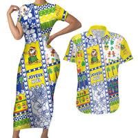 New Caledonia Christmas Couples Matching Short Sleeve Bodycon Dress and Hawaiian Shirt Festive Beach Vibes LT05 Yellow - Polynesian Pride
