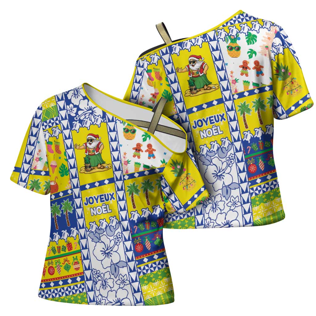 New Caledonia Christmas Cross Shoulder Shirt Festive Beach Vibes - Polynesian Pride