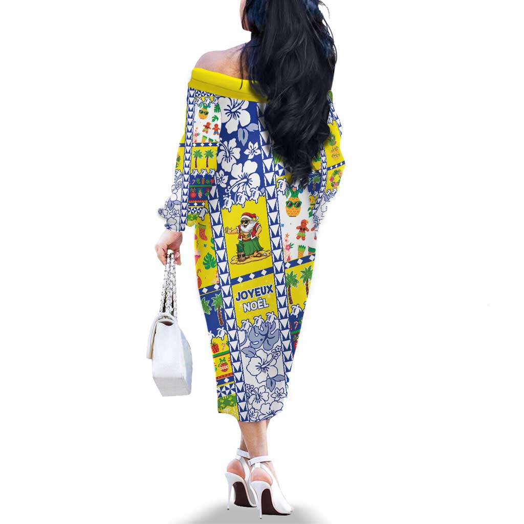 New Caledonia Christmas Family Matching Off The Shoulder Long Sleeve Dress and Hawaiian Shirt Festive Beach Vibes LT05 - Polynesian Pride
