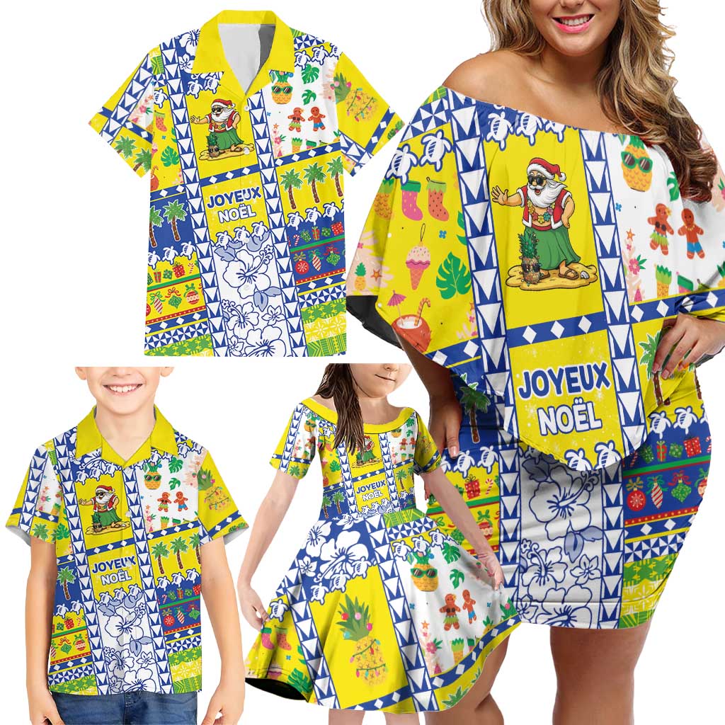 New Caledonia Christmas Family Matching Off Shoulder Short Dress and Hawaiian Shirt Festive Beach Vibes - Polynesian Pride