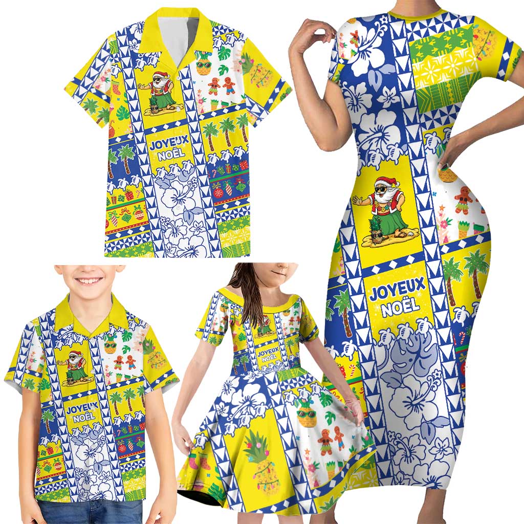 New Caledonia Christmas Family Matching Short Sleeve Bodycon Dress and Hawaiian Shirt Festive Beach Vibes LT05 - Polynesian Pride