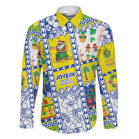 New Caledonia Christmas Family Matching Summer Maxi Dress and Hawaiian Shirt Festive Beach Vibes LT05 Dad's Shirt - Long Sleeve Yellow - Polynesian Pride