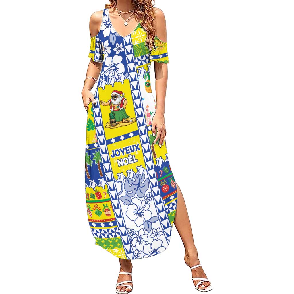 New Caledonia Christmas Family Matching Summer Maxi Dress and Hawaiian Shirt Festive Beach Vibes LT05 Mom's Dress Yellow - Polynesian Pride