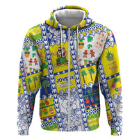 New Caledonia Christmas Hoodie Festive Beach Vibes LT05 Zip Hoodie Yellow - Polynesian Pride