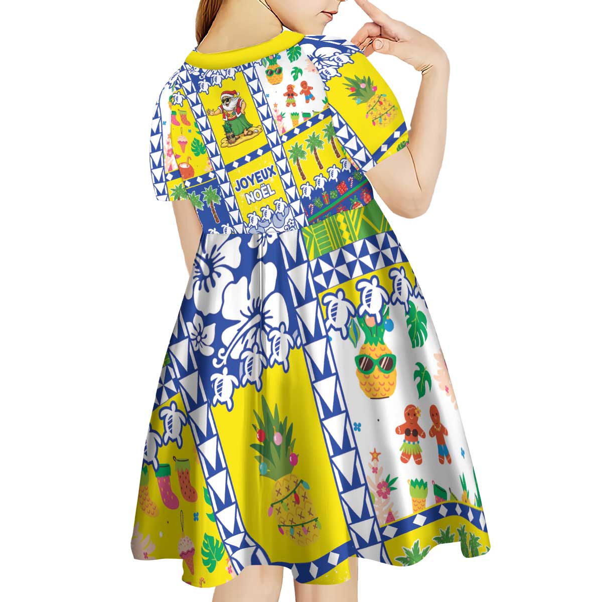 New Caledonia Christmas Kid Short Sleeve Dress Festive Beach Vibes - Polynesian Pride