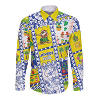 New Caledonia Christmas Long Sleeve Button Shirt Festive Beach Vibes LT05 Unisex Yellow - Polynesian Pride
