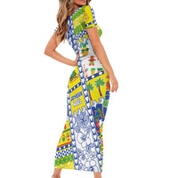 New Caledonia Christmas Short Sleeve Bodycon Dress Festive Beach Vibes LT05 - Polynesian Pride