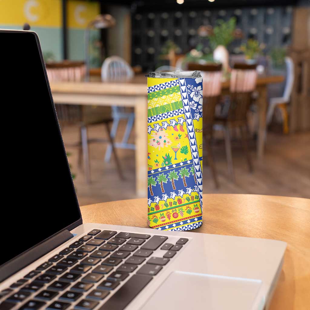 New Caledonia Christmas Skinny Tumbler Festive Beach Vibes - Polynesian Pride