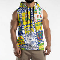 New Caledonia Christmas Sleeveless Zip Hoodie Festive Beach Vibes - Polynesian Pride