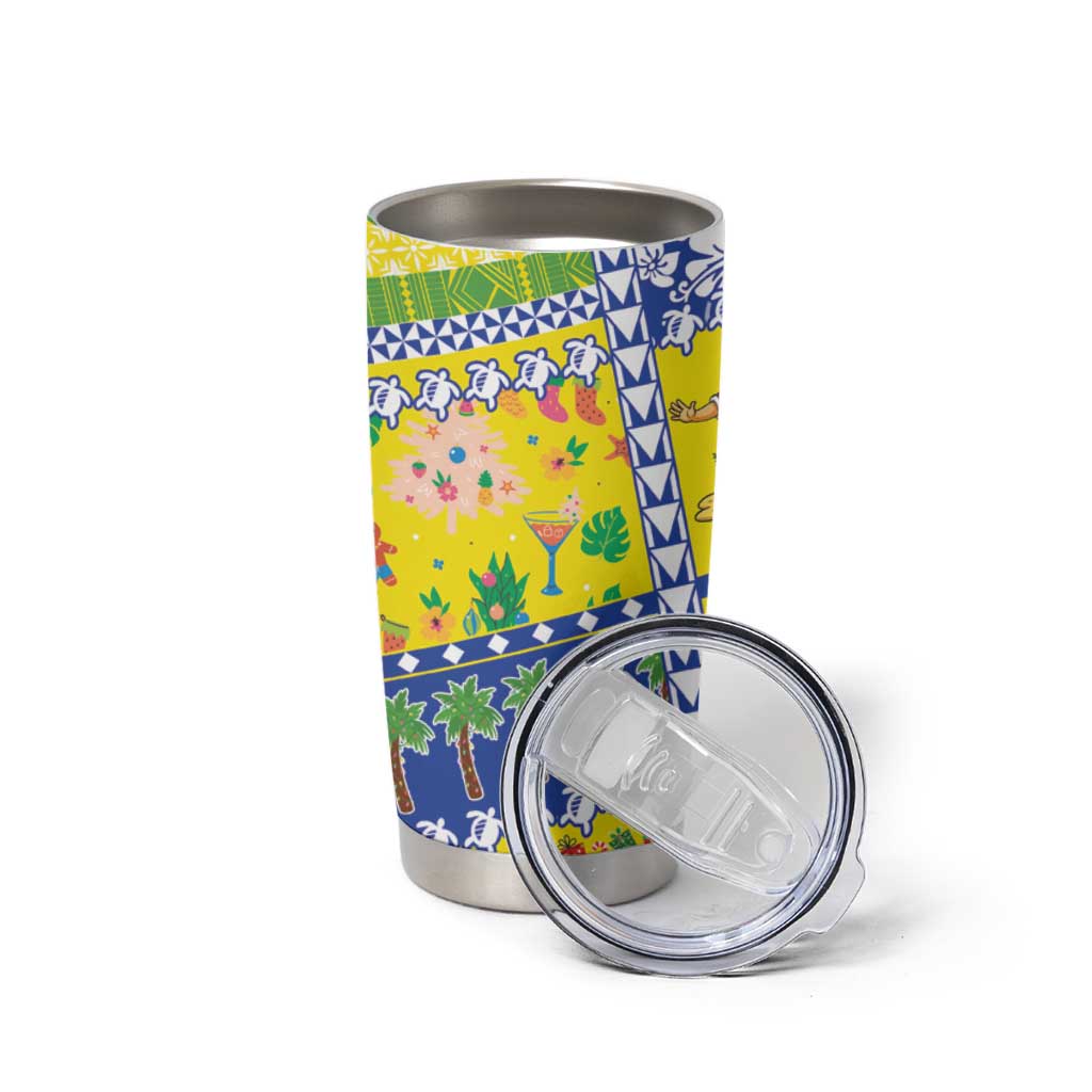 New Caledonia Christmas Tumbler Cup Festive Beach Vibes - Polynesian Pride