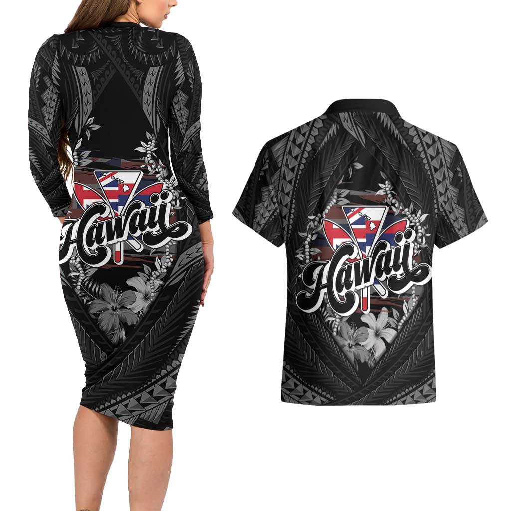 Hawaii November 28th Couples Matching Long Sleeve Bodycon Dress and Hawaiian Shirt Kanaka Maoli Tribal Pattern LT05 - Polynesian Pride