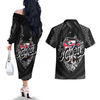 Hawaii November 28th Couples Matching Off The Shoulder Long Sleeve Dress and Hawaiian Shirt Kanaka Maoli Tribal Pattern LT05 - Polynesian Pride