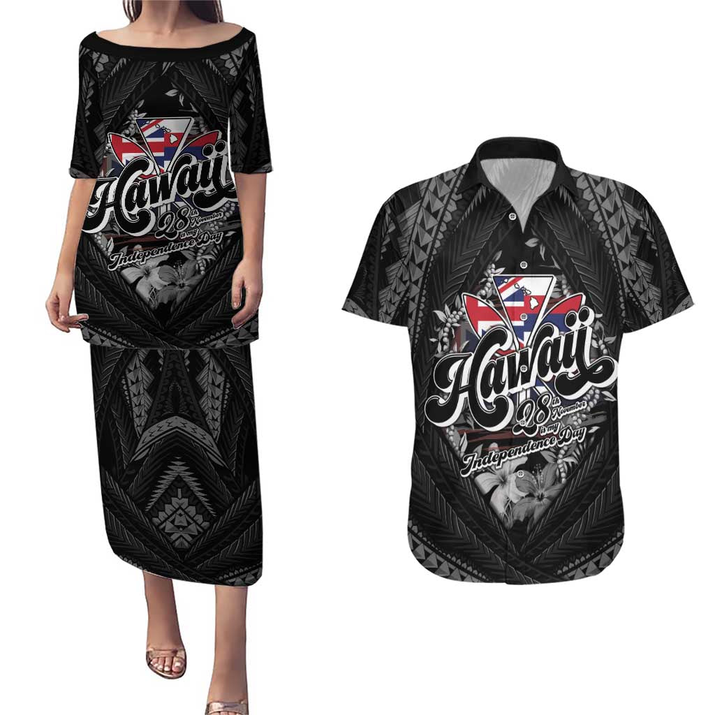 Hawaii November 28th Couples Matching Puletasi and Hawaiian Shirt Kanaka Maoli Tribal Pattern - Polynesian Pride