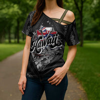 Hawaii November 28th Cross Shoulder Shirt Kanaka Maoli Tribal Pattern - Polynesian Pride