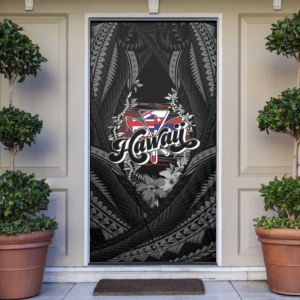 Hawaii November 28th Door Cover Kanaka Maoli Tribal Pattern LT05 Black - Polynesian Pride