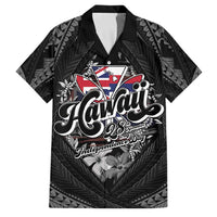 Hawaii November 28th Family Matching Off The Shoulder Long Sleeve Dress and Hawaiian Shirt Kanaka Maoli Tribal Pattern LT05 Dad's Shirt - Short Sleeve Black - Polynesian Pride