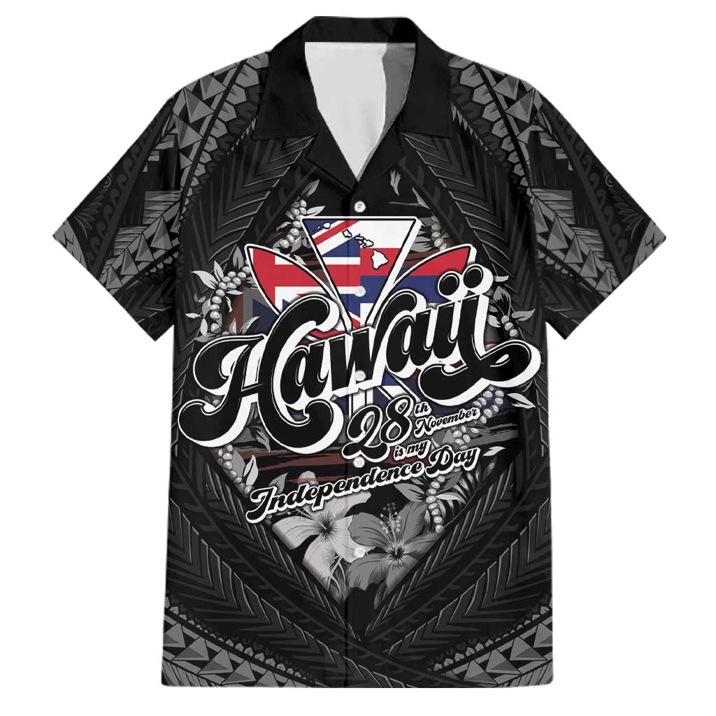 Hawaii November 28th Family Matching Off Shoulder Maxi Dress and Hawaiian Shirt Kanaka Maoli Tribal Pattern LT05 Dad's Shirt - Short Sleeve Black - Polynesian Pride